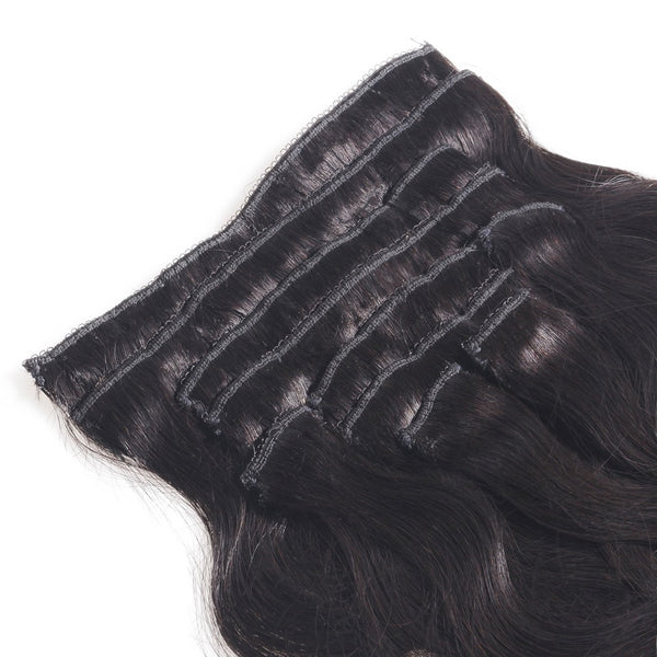 14 inches black body wave virgin human hair clips in extensions