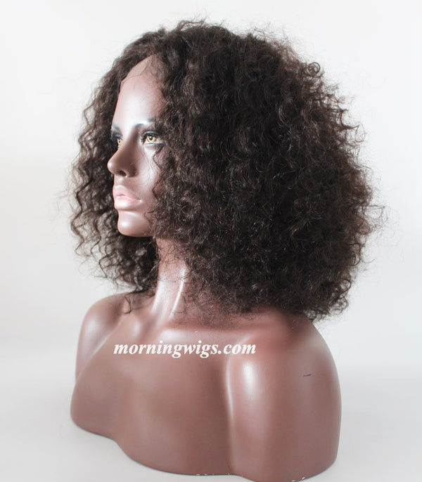 black kinky curly 100% human hair satin lace wigs fashion women