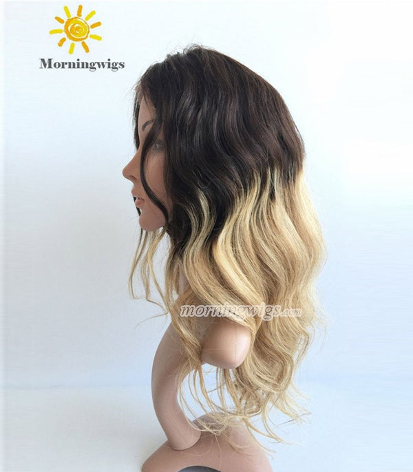 14 inches 1B-4-27 ombre color brazilian Hair full lace wig