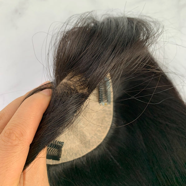 150% Density Big size 16x16cm with full silk based human hair toppers with Free part. 10A grade human remy hair toppers, bald help toppers.