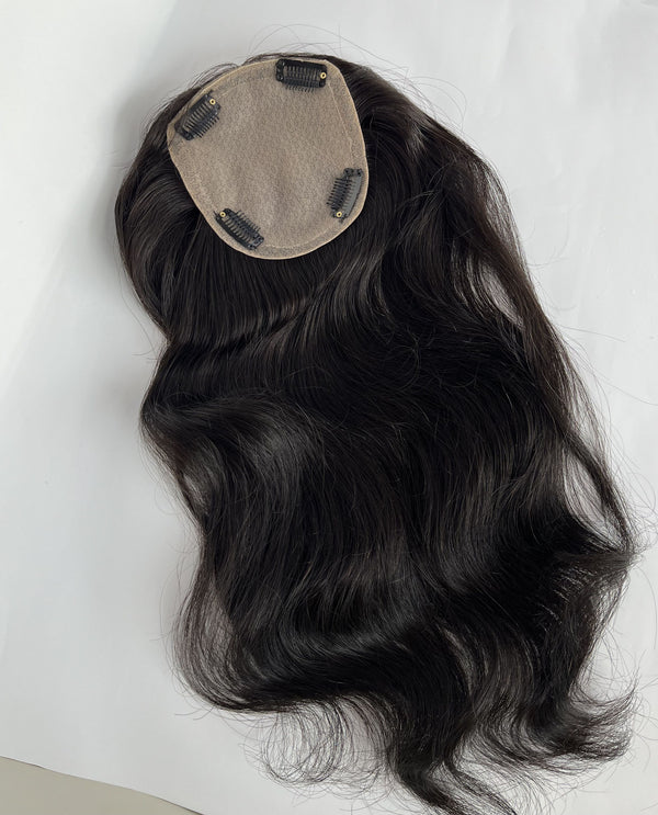 12x13cm size natural black body wave hair toppers for women, human hair toupee 16 inches