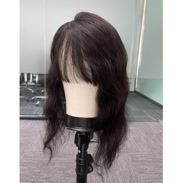 12x13 Full Silk Based Body Wave Human Remy Hair Toppers with bangs  For Women, Free Part Hair Piece with Clips For Thin Hair Or Hair Loss