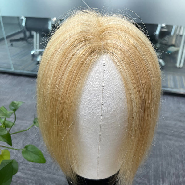 Natural realistic breathable bottom 27/613 human hair topper for women with thinning hair 10 inch hair loss cover add hair volume upgrade