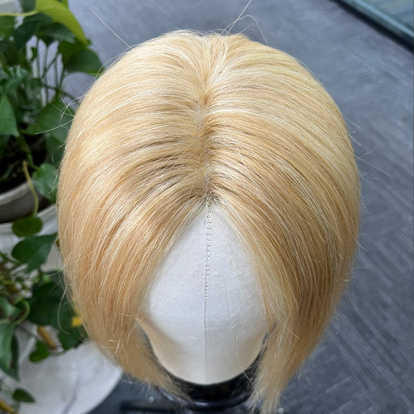 Natural realistic breathable bottom 27/613 human hair topper for women with thinning hair 10 inch hair loss cover add hair volume upgrade