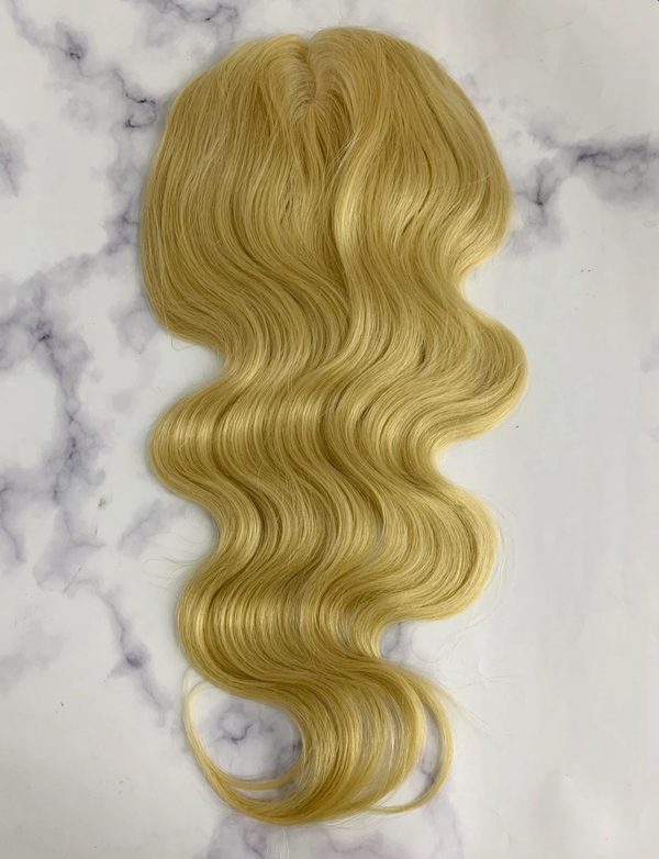 613 Blonde Human Hair topper for thinning hair. Hairtopper for volume. 13cmx14cm silk based topper