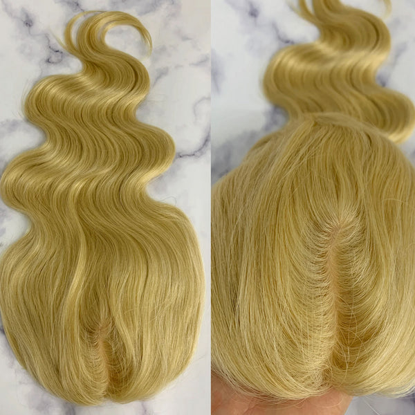 613 Blonde Human Hair topper for thinning hair. Hairtopper for volume. 13cmx14cm silk based topper