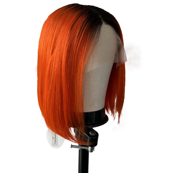 12 inches Fashion Black and Red Real Hair Lace head Cover with Bob for Girls