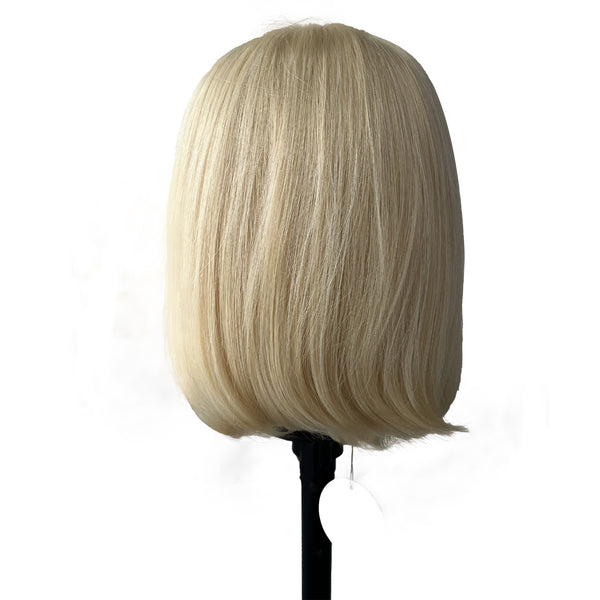 12 inches 120% Density Fashion Black and White Real Hair Lace head Cover with Bob for Girls