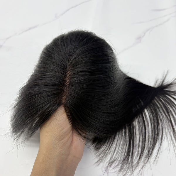 8x11cm HD Lace Front Human Hair Topper | Clip In Real Hair Crown Hairpiece for Thinning Hair, Bald Spots & Gray Hair
