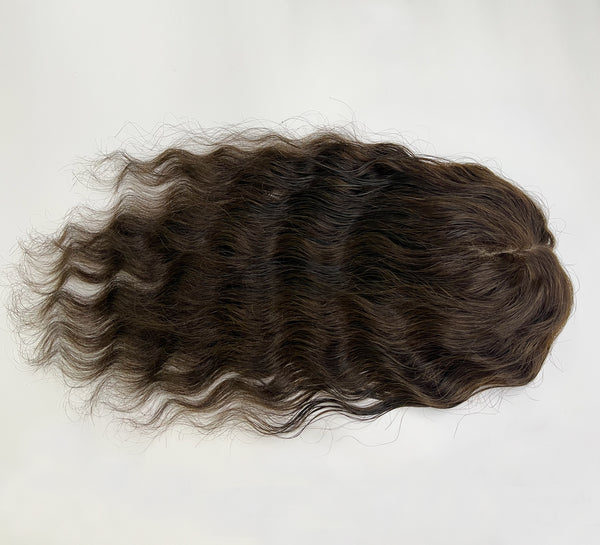 12x13cm Curly Human Hair Topper,Free part 20inch dark brown color hair piece with clips for thin hair or hair loss Inactive