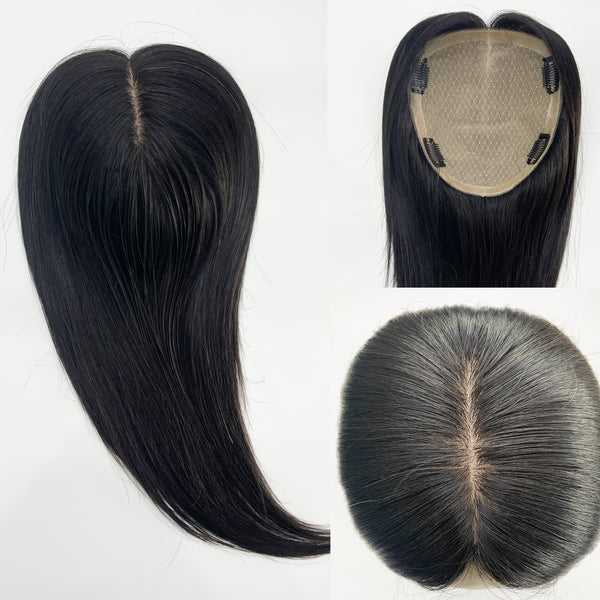 16X18 Big Base Size Free Part Hair Topper 100% Remy Top Hair Toupee Full Silk Based Handmade Hair Piece For Women Thin Hair