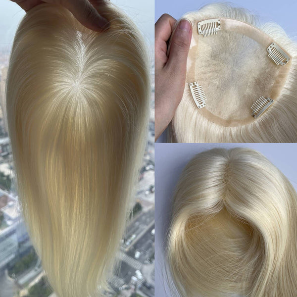 5.5x5.5" 613# breathable based hair toppers for women thinning hair or hair loss