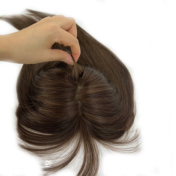 Big size 16x16cm human hair toppers with bangs ,free part full silk based human hair toppers for most of hair loss .heavy hair topper.