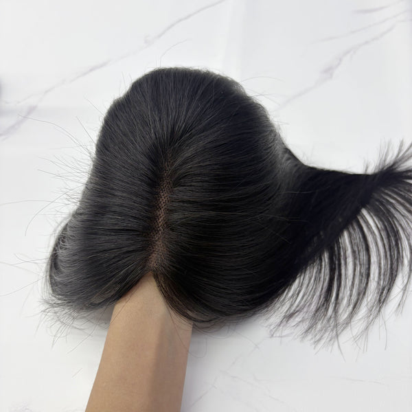 8x11cm HD Lace Front Human Hair Topper | Clip In Real Hair Crown Hairpiece for Thinning Hair, Bald Spots & Gray Hair