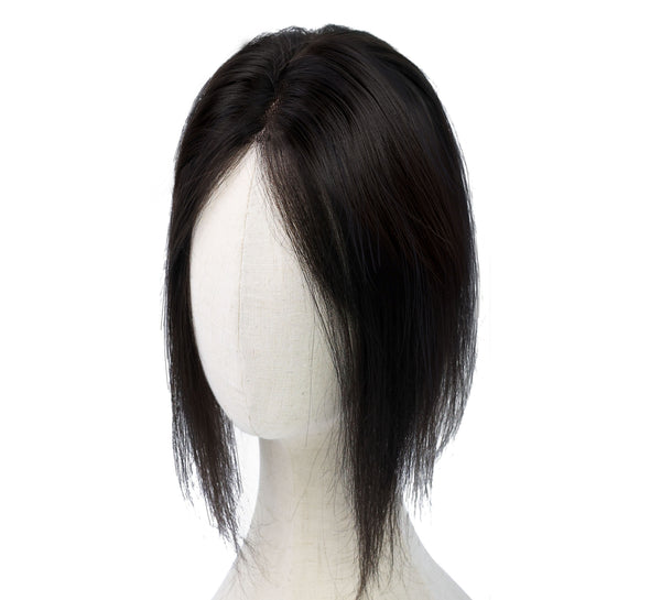 8x11cm HD Lace Front Human Hair Topper | Clip In Real Hair Crown Hairpiece for Thinning Hair, Bald Spots & Gray Hair
