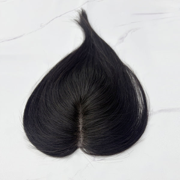 8x11cm HD Lace Front Human Hair Topper | Clip In Real Hair Crown Hairpiece for Thinning Hair, Bald Spots & Gray Hair