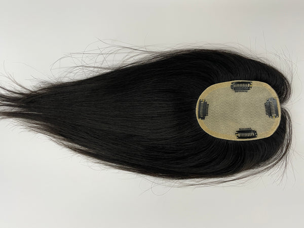 10x13 Full Silk Based Human Remy Hair Toppers For Women, Free Part Hair Piece with Clips For Thin Hair Or Hair Loss