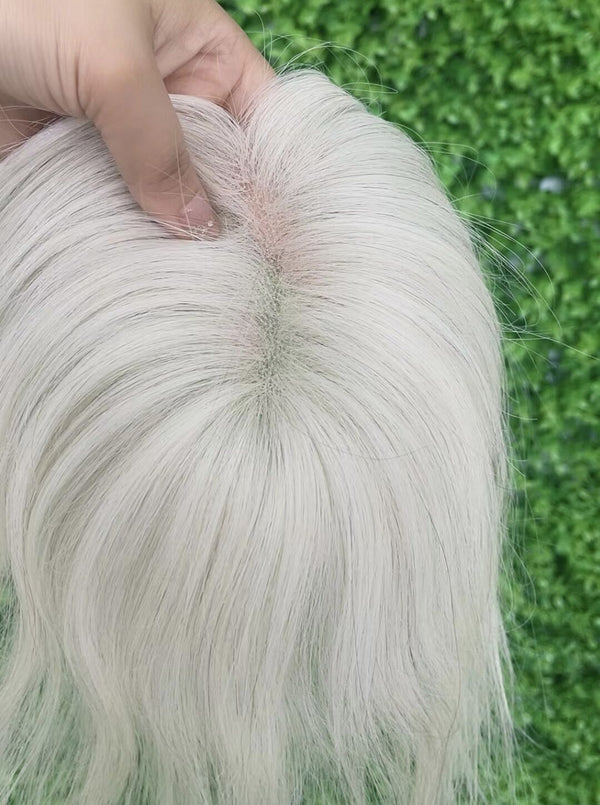 5.5x5.5" white blonde Short hair toppers for women thinning hair or hair loss The breathable 60 lace is well ventilated for a cool, comfortable fit.