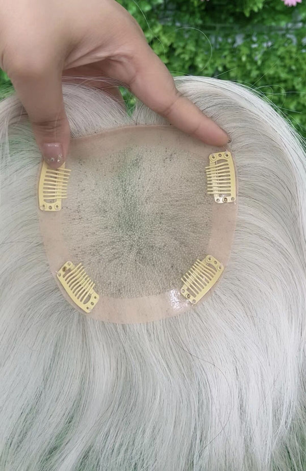 5.5x5.5" white blonde Short hair toppers for women thinning hair or hair loss The breathable 60 lace is well ventilated for a cool, comfortable fit.