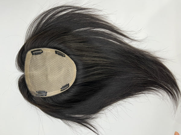 16X18 Big Base Size Free Part Hair Topper 100% Remy Top Hair Toupee Full Silk Based Handmade Hair Piece For Women Thin Hair