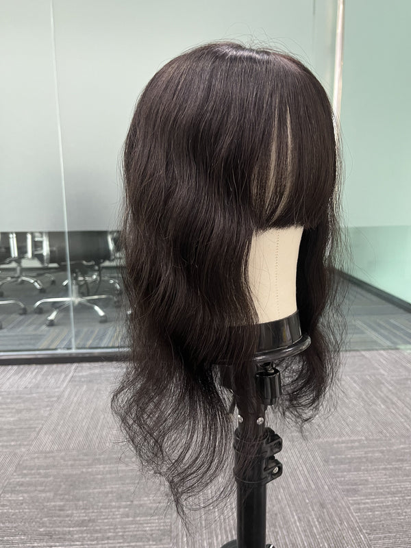 12x13 Full Silk Based Body Wave Human Remy Hair Toppers with bangs  For Women, Free Part Hair Piece with Clips For Thin Hair Or Hair Loss