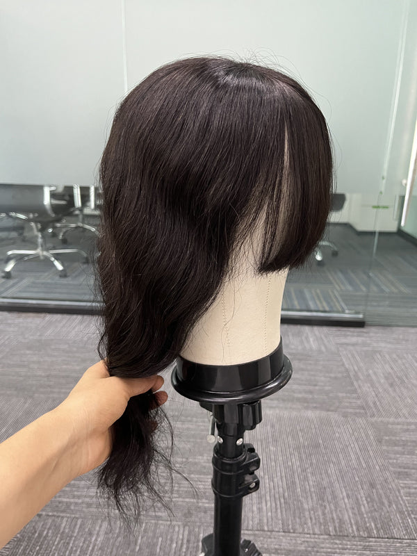 12x13 Full Silk Based Body Wave Human Remy Hair Toppers with bangs  For Women, Free Part Hair Piece with Clips For Thin Hair Or Hair Loss