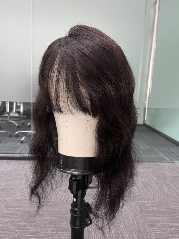 12x13 Full Silk Based Body Wave Human Remy Hair Toppers with bangs  For Women, Free Part Hair Piece with Clips For Thin Hair Or Hair Loss