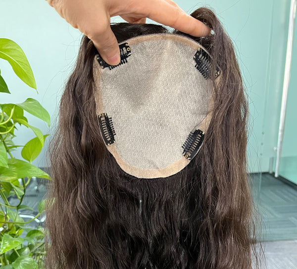 16x16cm big size full silk based human remy hair toppers for women, dark brown color ,curly style for most hair loss. Inactive