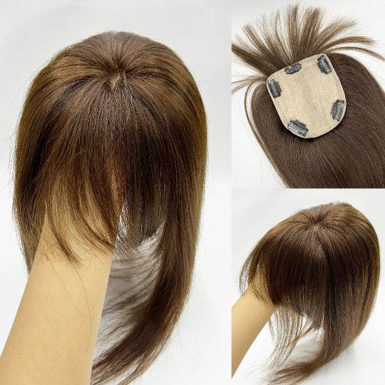 Human Hair Toppers With bangs For Woman Hair Piece With Clips For Thinning Hair Adding Volume