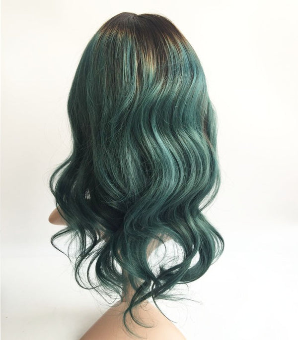 14inches 1b-green wave Brazilian human hair wigs