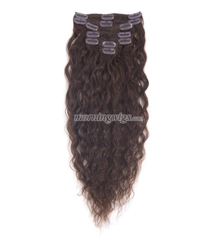 14 inches black water wave clip-in human hair extension
