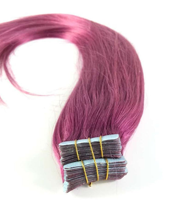 14 inch red tape-on straight hair extension