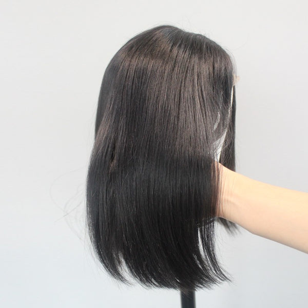 PROMOTE 12 INCHES NATURAL STRAIGHT BRAZILIAN VIRGIN HUMAN HAIR LACE FRONT BOB WIGS FOR WOMEN