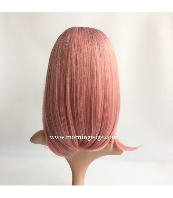 14 inches black ombre pink synthetic lace front wigs for fashion women