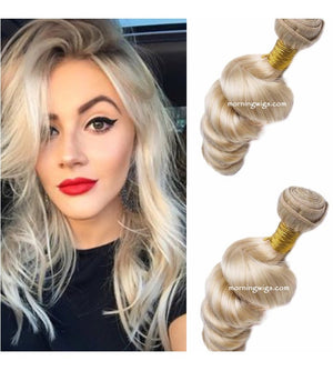 14 inches light blond spiral wave hair bundles