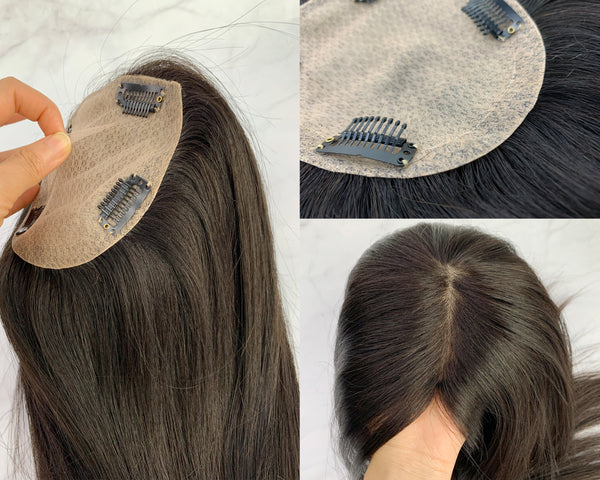14x15cm full silk based human hair toppers with Free part. 10A grade human remy hair toppers, thin hair help.