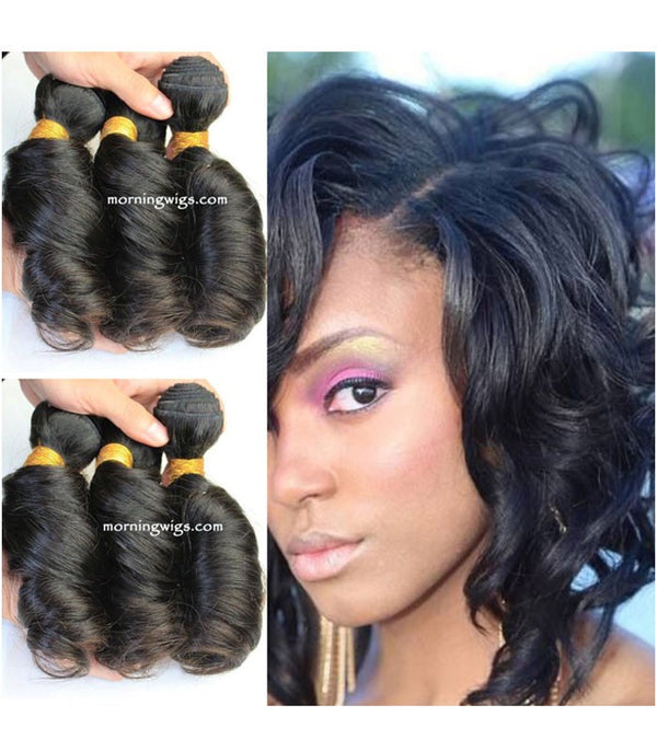 14 inches black spiral wave 100%  human hair extensions