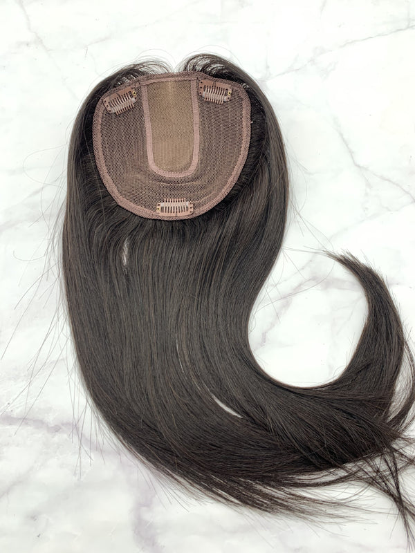 Human Hair topper for thinning hair. Hair topper for volume. Can be recolored and restyle