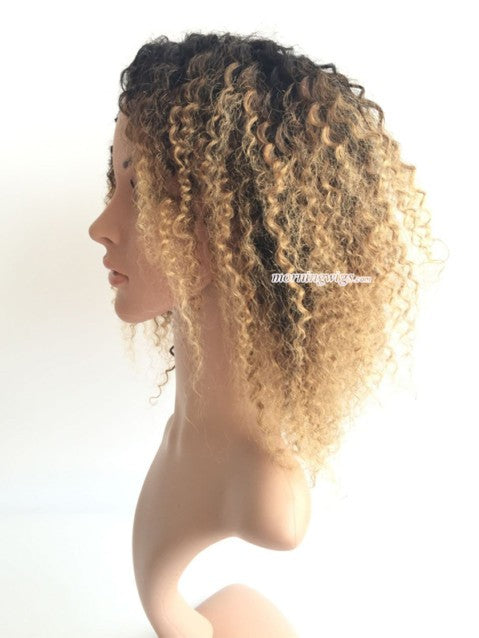 10 inches kinky curly 1B-27 ombre silk top wig