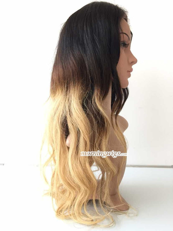 100% virgin human hair 20 inches body wave 1B-4-27 ombre blonde lace wigs
