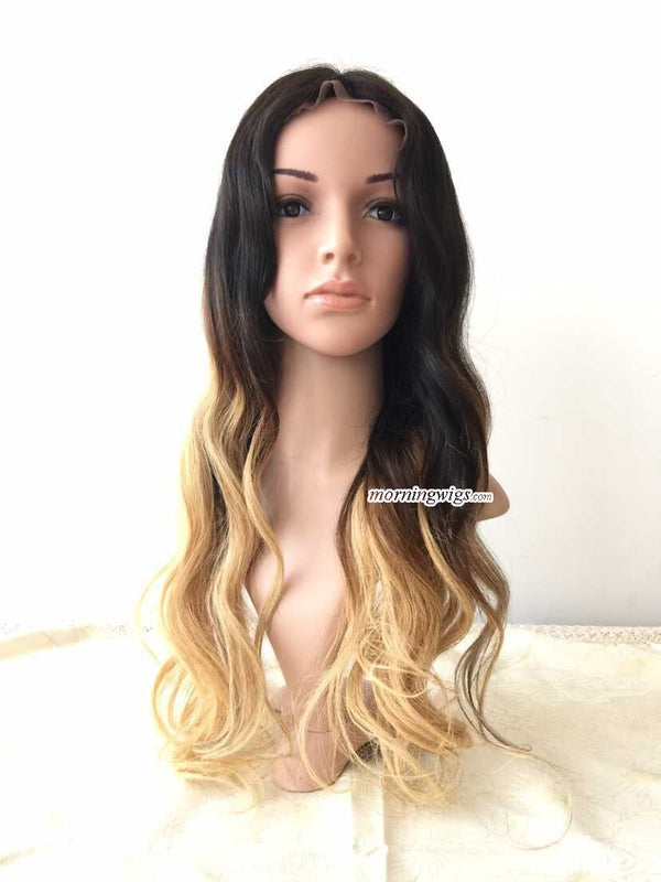 100% virgin human hair 20 inches body wave 1B-4-27 ombre blonde lace wigs