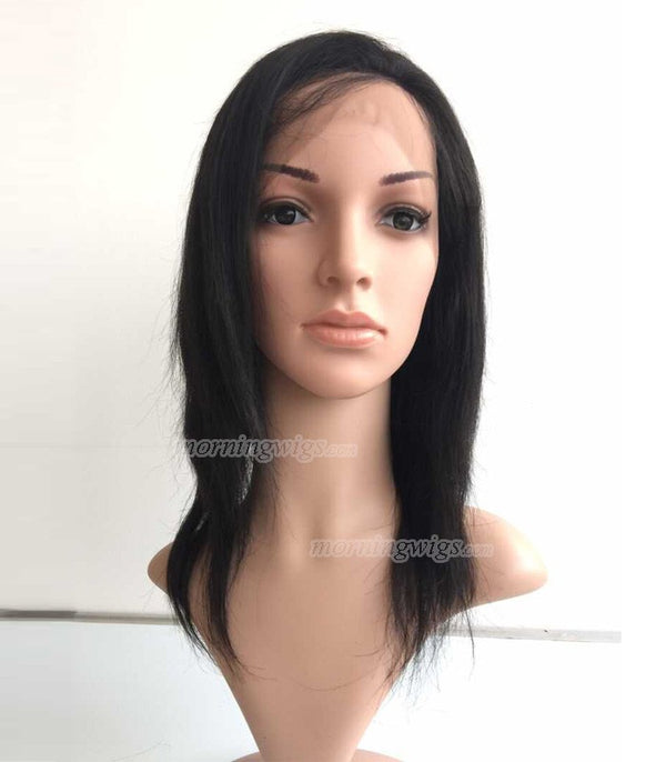 12 inches black straight Brazilian Hair full lace wig