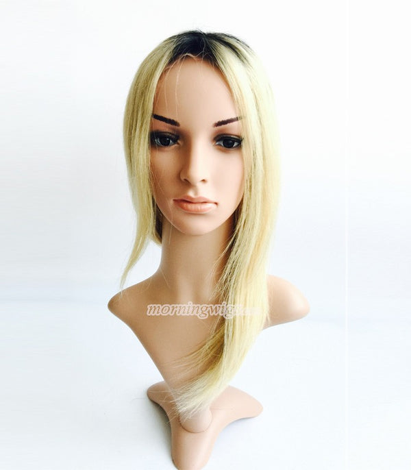 14 inches 1B-613 ombre color straight Brazilian hair full lace wigs.