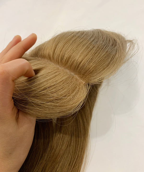 Most popular 3X5 inches mono lace human remy hair topper for women. Linen brown toppers, thin hair help toppers .Hair volume.