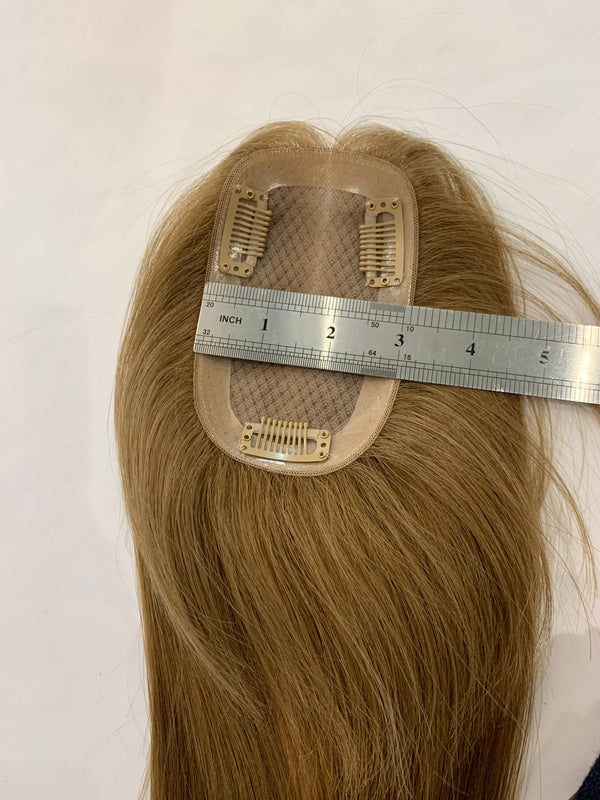 Most popular 3X5 inches mono lace human remy hair topper for women. Linen brown toppers, thin hair help toppers .Hair volume.