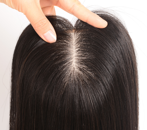 6x5.5" Human Hair topper for thinning hair.Black and brown color. 8-20" Hair topper for volume. Can be recolored and restyle.