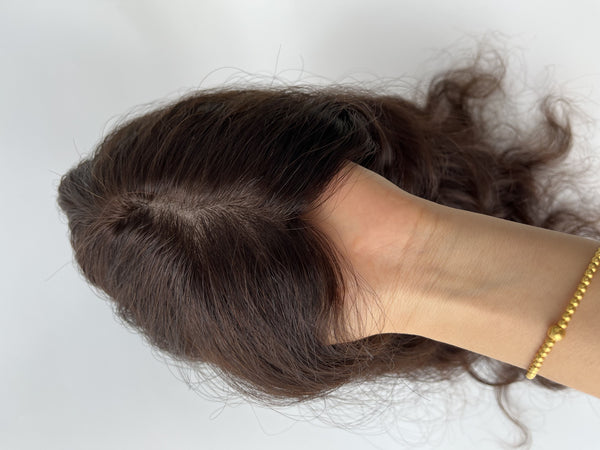 Big size 14*15cm (5.5*5.9" inch) full silk based hair topper. Curly style. 10A grade human remy hair toppers for thinning hair help topper