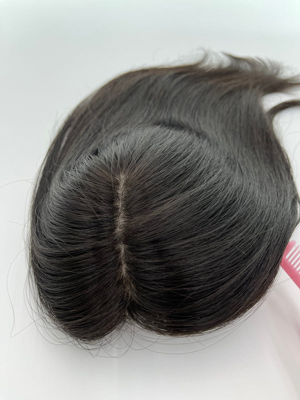 Free part with breathble lace human hair toppers .10A grade top quality human remy with silk based for thinning hair. 14*15cm topper size.