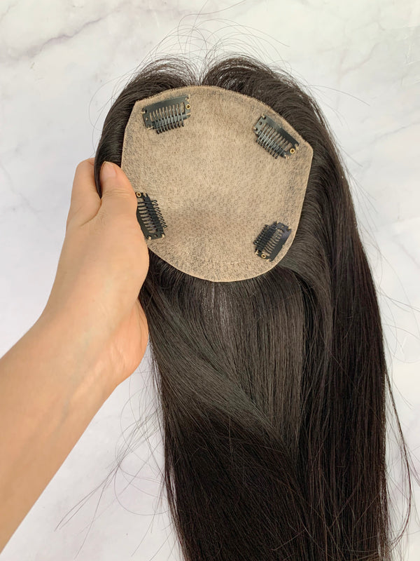 14x15cm full silk based human hair toppers with Free part. 10A grade human remy hair toppers, thin hair help.