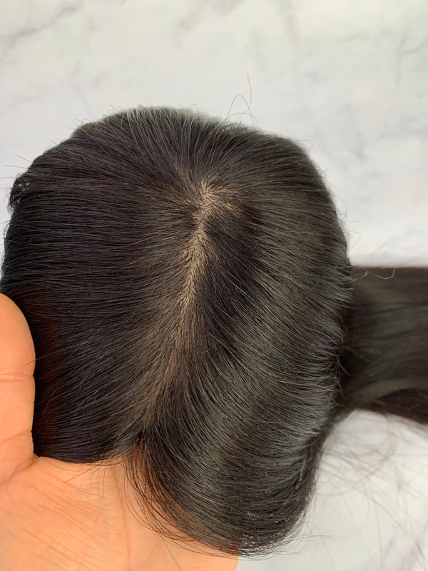 14x15cm full silk based human hair toppers with Free part. 10A grade human remy hair toppers, thin hair help.
